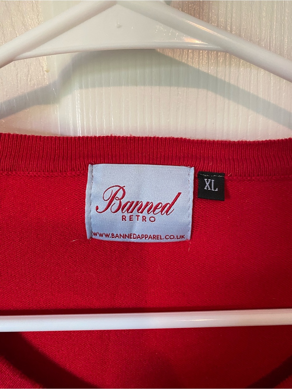 Banned Apparel Red Embroidered Retro Cardigan Crop Sweater - Picture 2 of 6